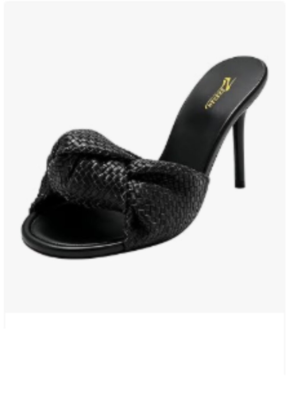 Zszszsu Black Chic Woven Knot Mule Sandal High Heel Open Toe Slip On Slides